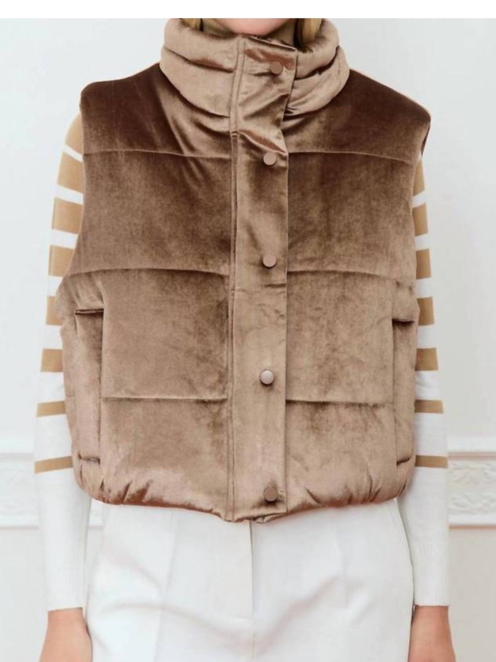 Deluc Women’s Medium Mink Beige Velvet Puffer Vest